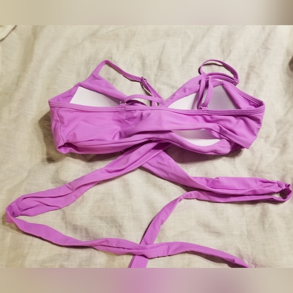 Lavender wrap around high waisted rauched swim size large - Picture 5 of 7